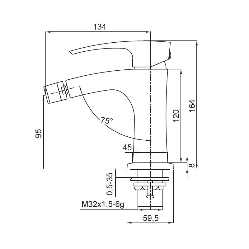 Змішувач на біде Koer KB-20007-01 латунь/хром (KR3458) Чернівці - фото 2
