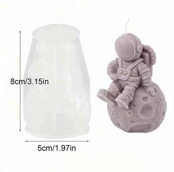 Силіконова форма астронавт на Місяці, 3D форма для свічок, мила, гіпсу, епоксидної смоли Київ