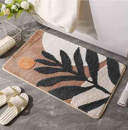 Килимок для ванної кімнати та душу килимок для ніг у душову, мікрофібра, атиковзкий 50х80 см, принт папороть Кам'янець-Подільський