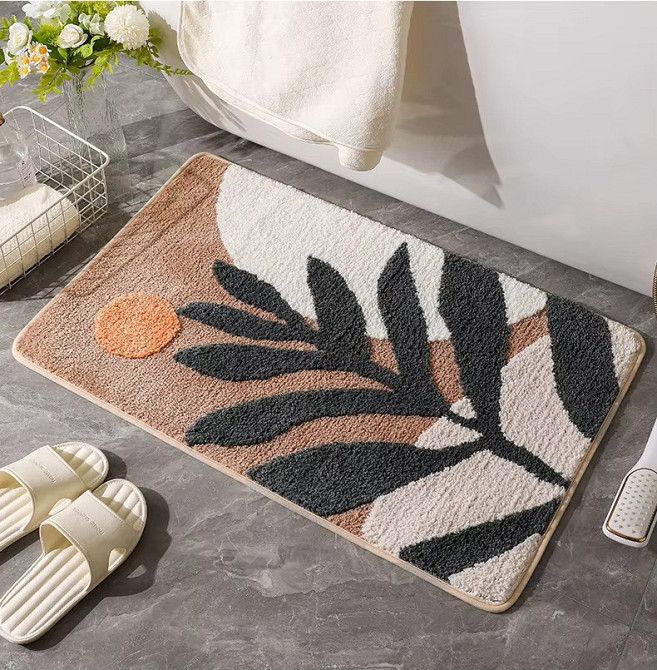 Коврик для ванной комнаты и душа коврик для ног в душевую,микрофибра,атискользящий 50х80 см,принт папоротник Каменец-Подольский - изображение 5