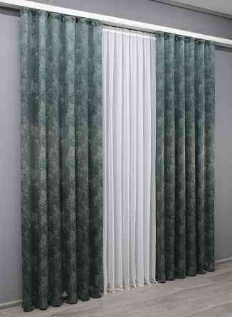 Комплект готовых штор VR-Textil Мрамор Al-9 № 1636ш Бирюзовый с серым 250х250 см 2 шт (39-887) Киев