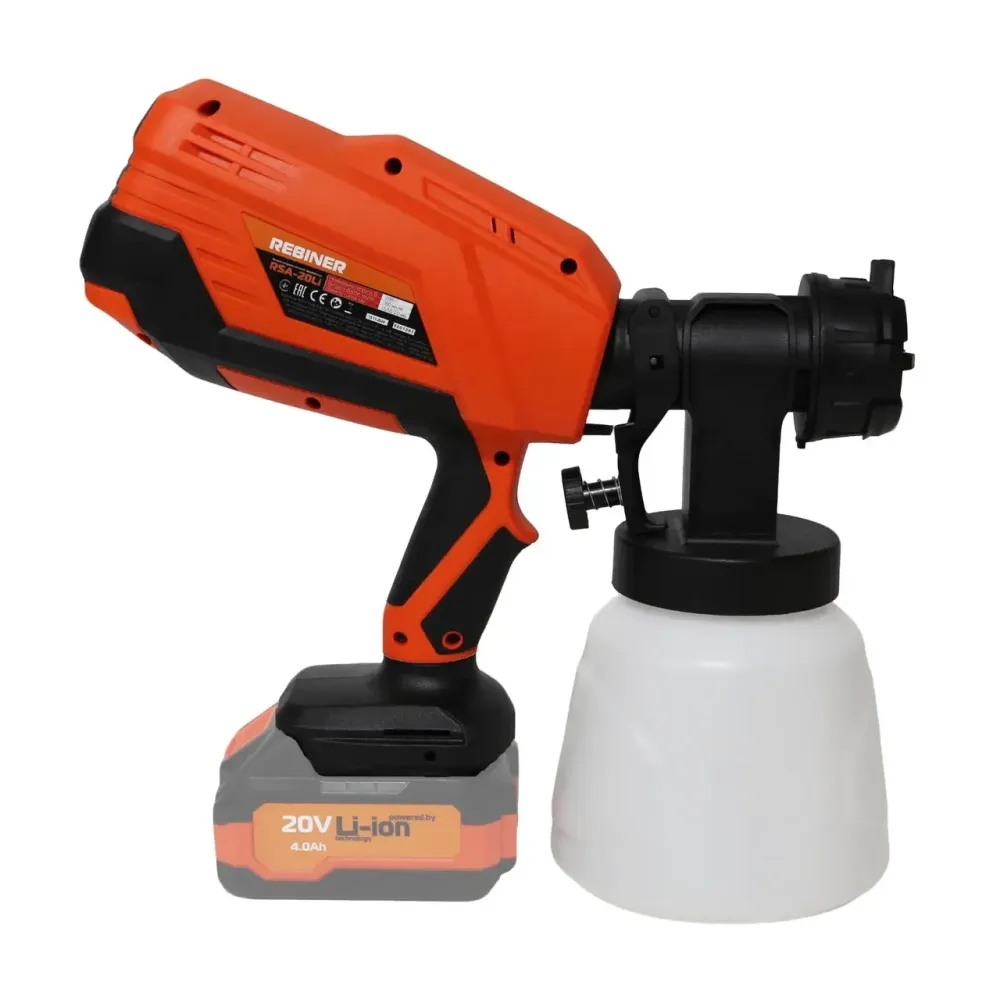 Пульверизатор акумуляторний Rebiner RSA-20Li, Фарбопульт акумуляторний для фарбування автомобіля сопло 1.8 мм Без АКБ та ЗП Львів - фото 5