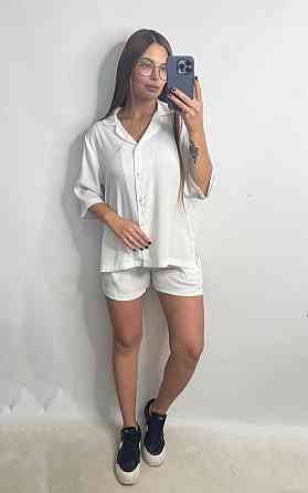 Жіночий костюм-двійка із сатину Айворі XL-2XL Харків