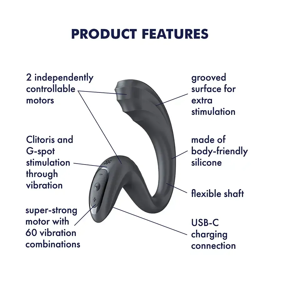 Вагінально-кліторальний вібратор Satisfyer G for Goddess 3 Dark Grey, 2 мотори Львів - фото 5