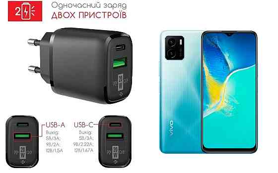Сетевое зарядное устройство для Vivo Y15, Vivo Y15s, 20W 3A, Quick Charge 3.0 Киев