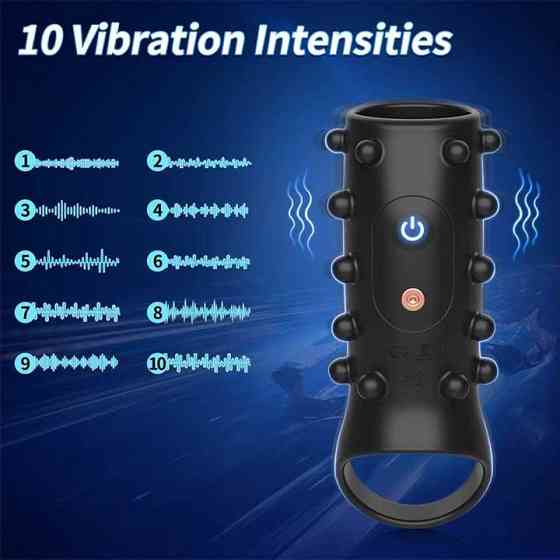 Насадка з вібрацією і шипами на пінис і мошонку Ultimate Couples Cage USB Вінниця