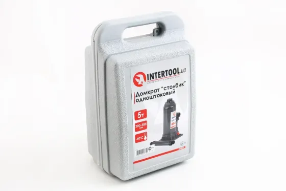 Домкрат гідравлічний 5 т 200-385м пласт. уп. Intertool з передохр. Вінниця