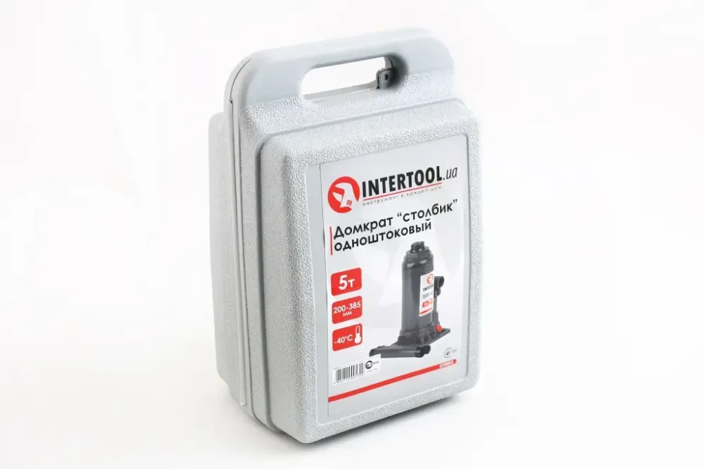 Домкрат гідравлічний 5 т 200-385м пласт. уп. Intertool з передохр. Вінниця - фото 4