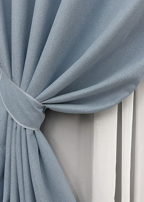 Комплект штор на люверсах VR-Textil Блэкаут двусторонний ASHEN NIGHT № 1839ш Голубой 150х270 см 2 шт (37-0280) Киев - изображение 5