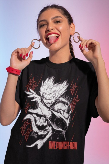 Футболка для хлопчика з аніме принтом Гароу Оне Пункх Манга оверсайз (зріст від 165 до 180) Чорний AnimeJ0170m Дніпро - фото 1