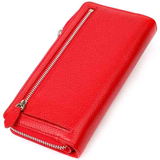 Місткий жіночий гаманець з блоком для карт та документів з натуральної шкіри Червоний (Tony Bellucci) Київ