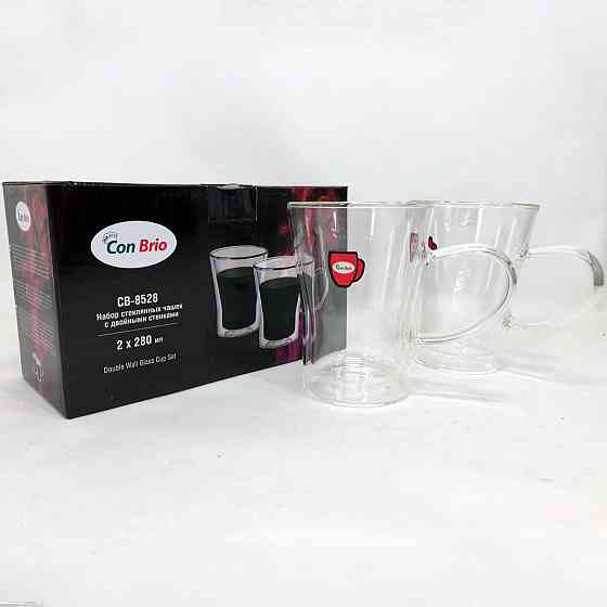 Набір чашок з подвійними стінками 2 шт, Чашка бонна з подвійним склом Скляні чашки подвійним дном PI-20 Івано-Франківськ