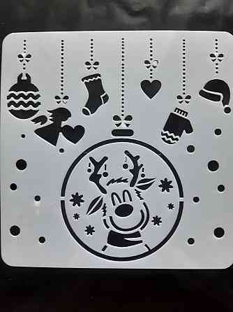 Трафарет на окна Олень и шары 15 на 15 см серый Киев