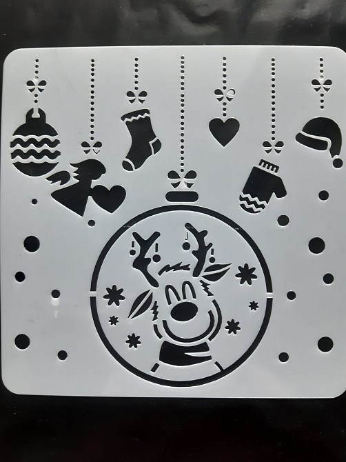 Трафарет на окна Олень и шары 15 на 15 см серый Киев - изображение 1