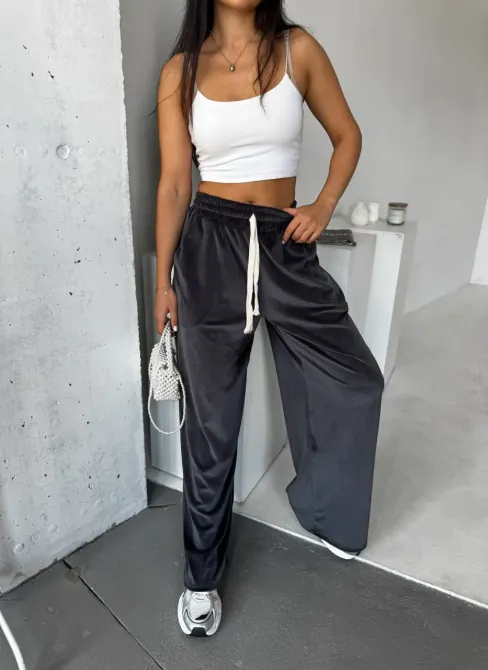 Велюрові жіночі брюки вільного крою з високою посадкою Одеса - фото 12