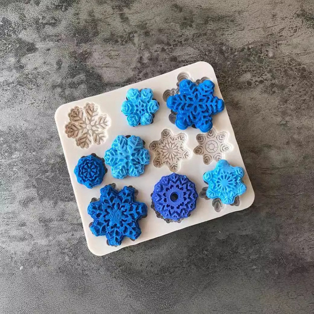 Молд силиконовый Снежинки 78 на 88 мм бежевый Киев - изображение 7