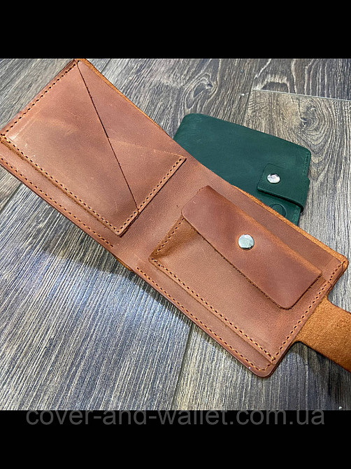 Коричневый мужской кошелек из натуральной кожи ручной роботы GP Leather Киев - изображение 2