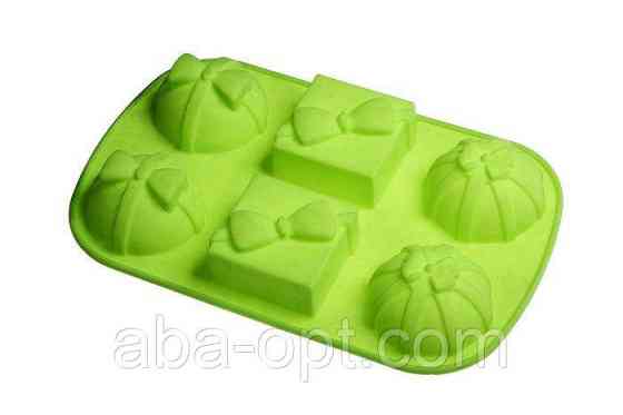 Силіконова форма на 6 виробів " кекс з бантом " 30 х 18 х 4 см (шт) Одеса