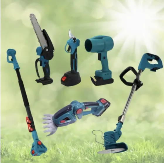 Аккумуляторный универсальный садовый набор 6 в 1 / Секатор / Мини-пила / Триммер / Воздуходувка / Удлинитель / Кусторез Коломыя