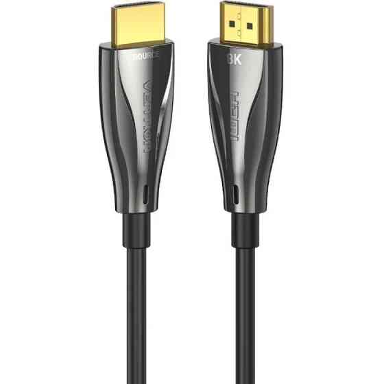 Кабель HDMI M - M, 15.0 м, V2.1, Optical 8K 60Гц 48Gbps Dolby 7.1 TPE Black Zinc Alloy  Vention Винница