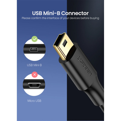 Дата кабель USB 2.0 AM to Mini 5P 1.5m US132 black Ugreen (10385) Вінниця - фото 10