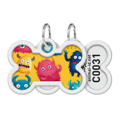 Адресник для тварин WAUDOG Smart ID з QR паспортом "Мохнаті монстри", кістка 40х28 мм (231-4050) Вінниця - фото 1