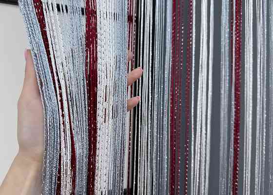 Штори-нитки "Кісея" з люрексом Бордовий з сірим і білим 300х300см 1 шт (61-083) Київ