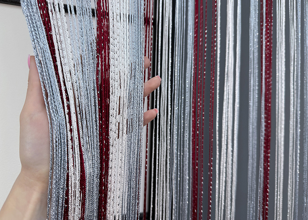 Штори-нитки "Кісея" з люрексом Бордовий з сірим і білим 300х300см 1 шт (61-083) Київ - фото 6