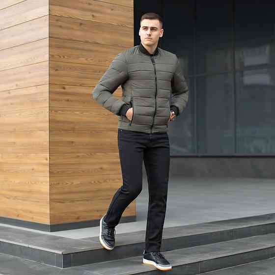 Чоловіча куртка бомбер на блискавці хакі Pobedov Povezlo Київ