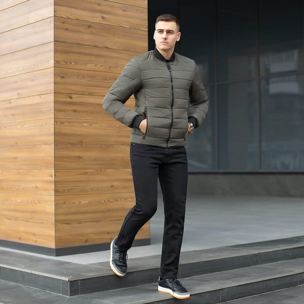 Чоловіча куртка бомбер на блискавці хакі Pobedov Povezlo Київ - фото 2