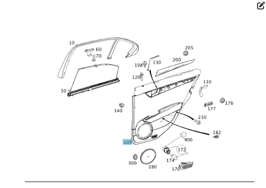 Mercedes-Benz  A2047302562 7H23 Карта чорно-сіра задніх правих дверей C-Class W204 C-Class Estate S204 Одеса - фото 2