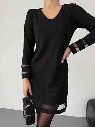 Женское стильное праздничное платье со вставками из сетки свободного фасона креп дайвинг + сетка 54/56 Одесса