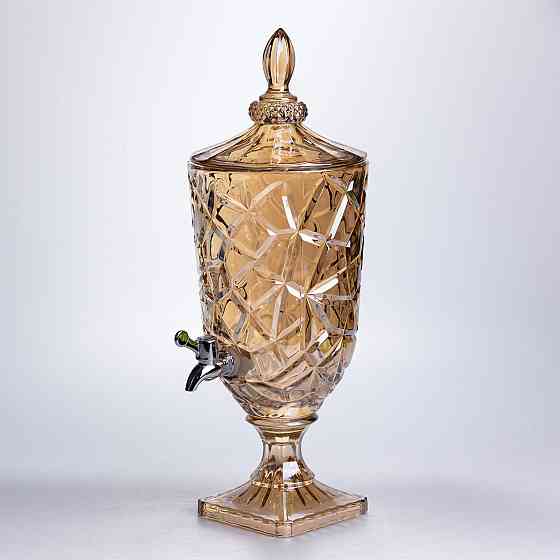 Лимонадниця з краном скляна 3 л диспенсер для напоїв лимонадник із краном Золотистий HP-19-308 Коломия