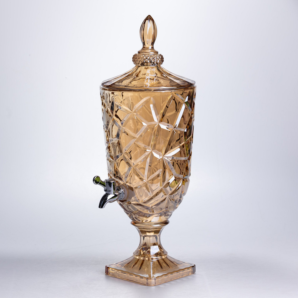 Лимонадниця з краном скляна 3 л диспенсер для напоїв лимонадник із краном Золотистий HP-19-308 Коломия - фото 2