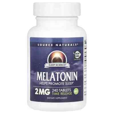 Вітамінно-мінеральний комплекс Source Naturals Мелатонін повільного вивільнення, 2 мг, Melatonin, 240 табл. (SNS-00064) Вінниця