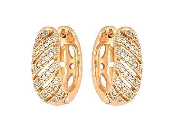 Сережки англійська застібка Позолота 18K Візерунок з кристалами арт.307155 ТМ XUPING Київ