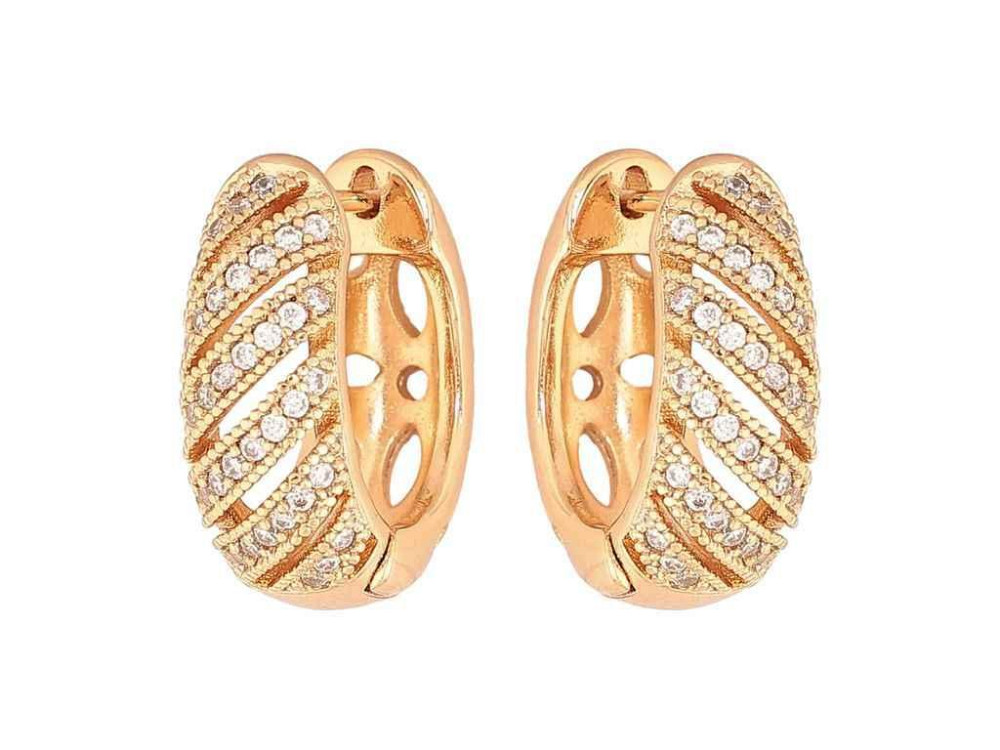 Сережки англійська застібка Позолота 18K Візерунок з кристалами арт.307155 ТМ XUPING Київ - фото 1