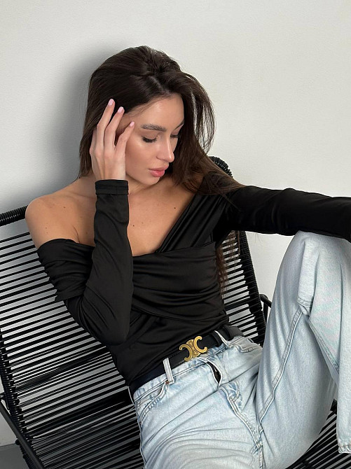 Женский романтичный боди с драпировкой и открытыми плечами микродайвинг Одесса - изображение 9