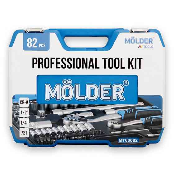 Професійний набір інструментів в кейсі Molder 1/2", 1/4" 72 T, CR-V, 82од. Львів