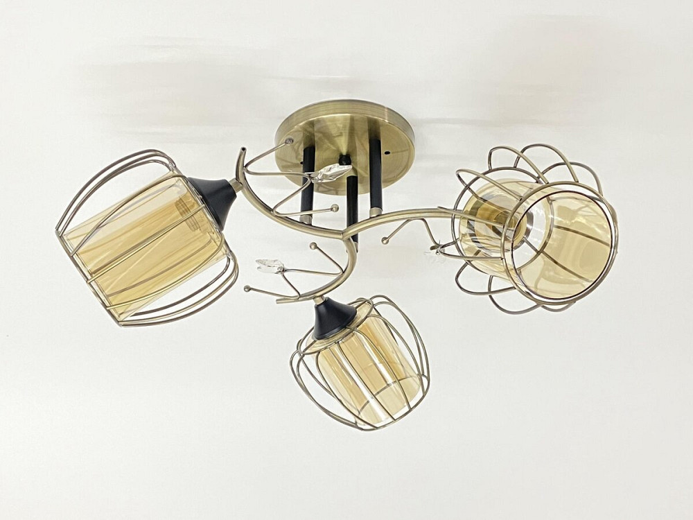 Стельова люстра на 3 плафони 91186/3 бронза+чорний Коломия - фото 1