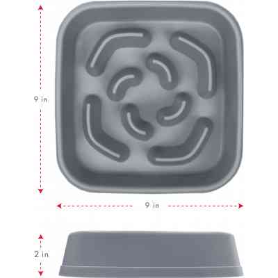 Посуд для собак Dexas Силіконова квадратна миска Slow Maze Feeder для повільного годування 1.44 л світло-сіра (0084297309930) Вінниця