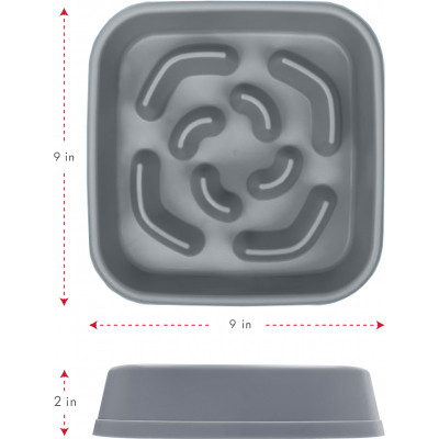 Посуда для собак Dexas Силиконовая квадратная миска Slow Maze Feeder для медленного кормления 1.44 л светло-серая (0084297309930) Винница - изображение 3