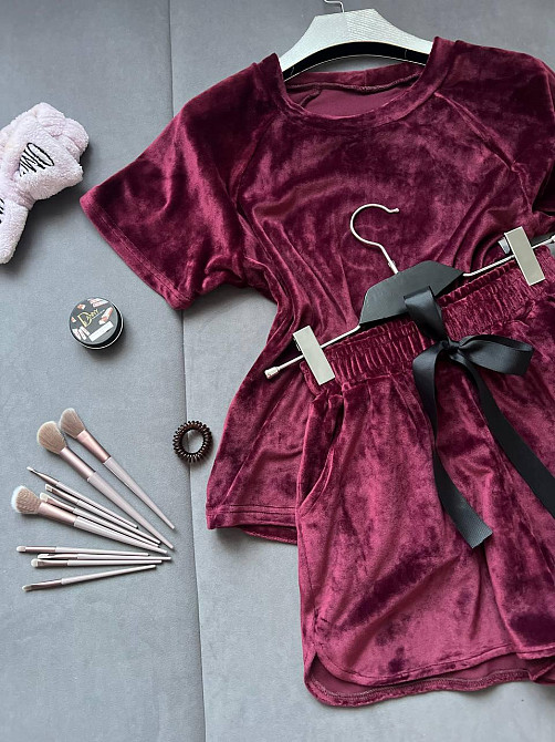 Женский стильный приятный костюм пижама велюр спорт Бордо, 46/48 Одесса - изображение 3