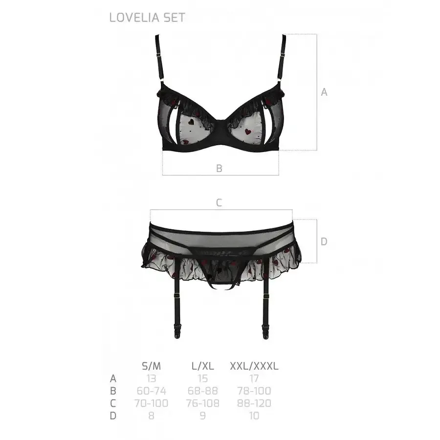 Сексуальний комплект з поясом для панчіх Passion LOVELIA SET XXL/XXXL, black Львів - фото 7