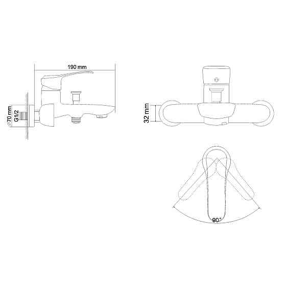 Змішувач для ванни RJ JET з душовим гарнітуром (RBZ071-3) Київ