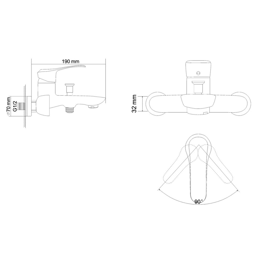 Смеситель для ванны RJ JET с душевым гарнитуром (RBZ071-3) Киев - изображение 2