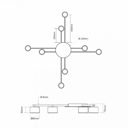 LED Світильник під лампу 8*GX53 накладний чорний VL-SPF22B-B Videx Житомир - фото 4