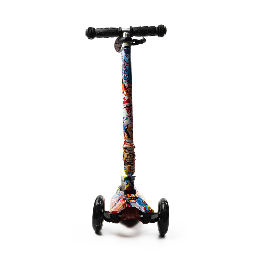 Самокат дитячий триколісний складний iTrike MAXI JR 3-055-WP6 з підсвічуванням колес Чорний Кам'янець-Подільський - фото 3