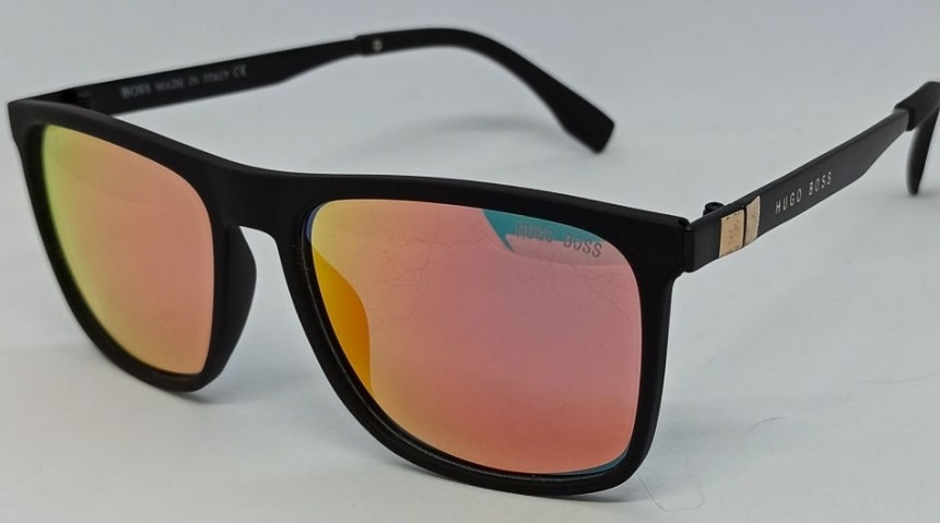 Брендовые очки мужские оранжевые зеркальные в черной матовой оправе. Киев - изображение 8