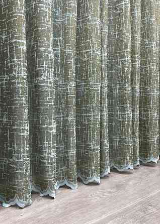 Тюль жакард колір хакі з блакитним 1972т Київ